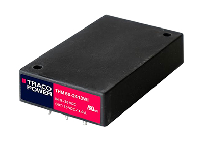 TRACO Power THM 60WI series 60-watt, quarter-brick medical qualified DC/DC converters תמונה של סדרת THM 60WI 60 וואט, ממירי DC/DC מורשים לרפואה בגודל רבע-לבנה של TRACO Power