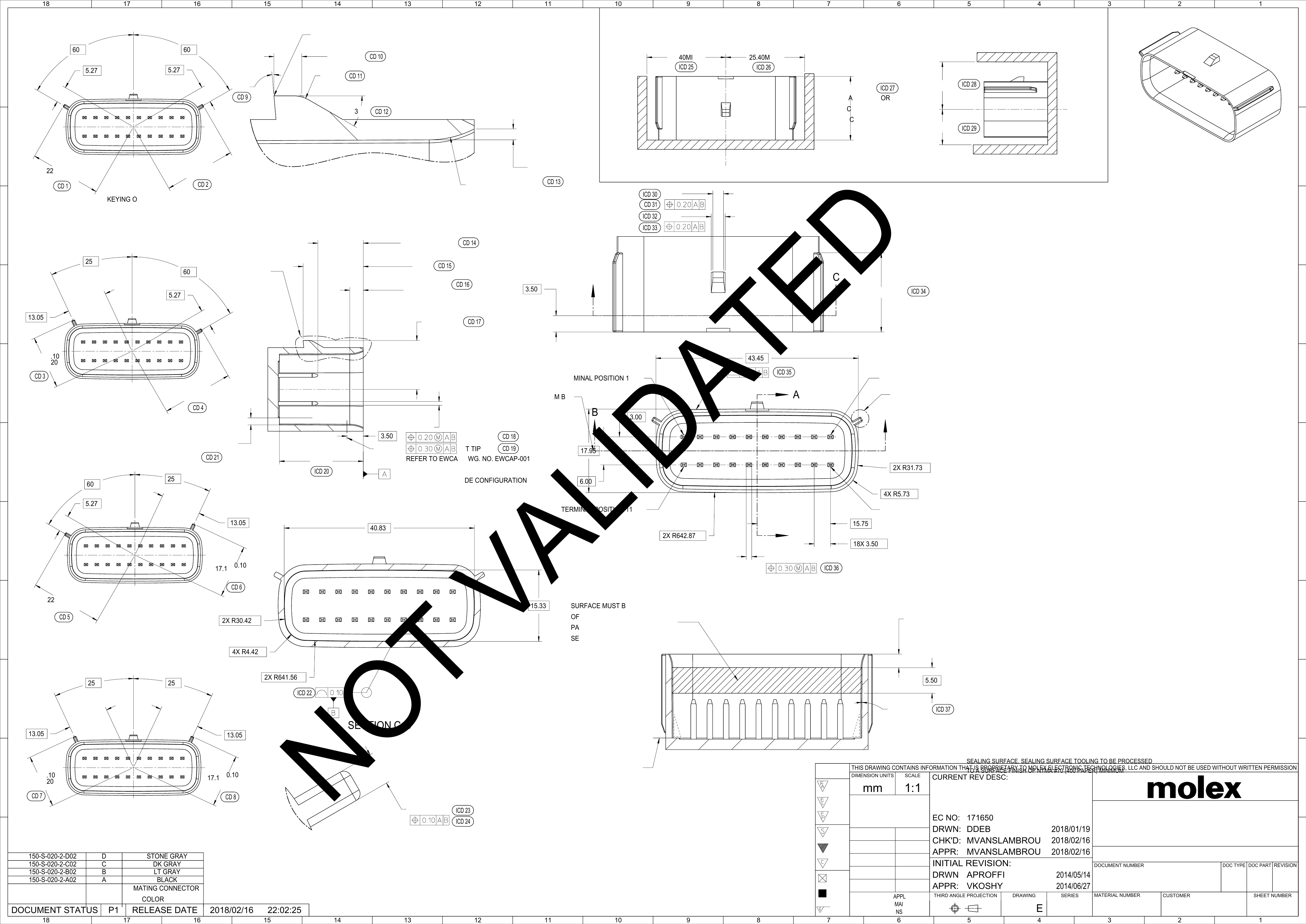 MX150 Receptacle Drawing Datasheet by Molex DigiKey Electronics
